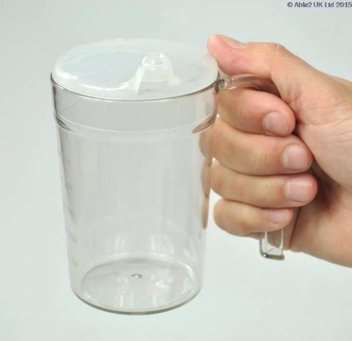 Picture of Clear Drinking Cup with handle & 2 lids 280ml