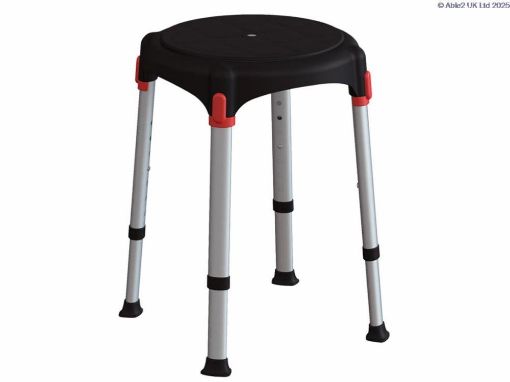 Picture of Rotating Round Top Shower Stool - Height Adjustable - Black