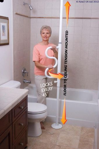 Picture of Security Pole & Curve Grab Bar - White