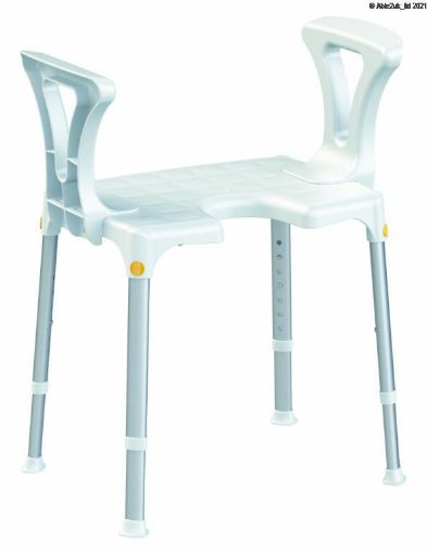 Picture of Rectangular shower chair with opening & armkrest